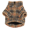 Tan Plaid Quarter-Zip Dog Pullover