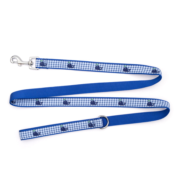 Gingham Whales Walk Set – Collar & Leash