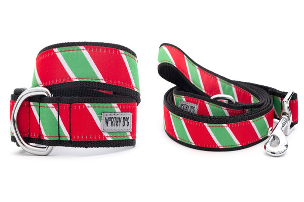 Holiday Stripe Walk Set – Collar & Leash
