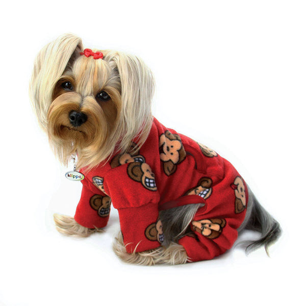 Silly Monkey Fleece Dog Pajamas – Warm Turtleneck Bodysuit