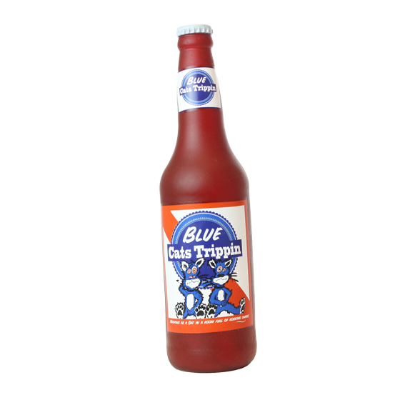 Silly Squeaker Beer Bottle Blue Cat Trippin
