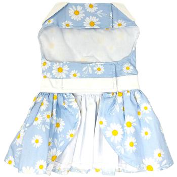 Blue Daisy Dog Dress with Matching Leash
