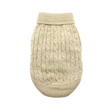 Combed Cotton Cable Knit Dog Sweater - Oatmeal
