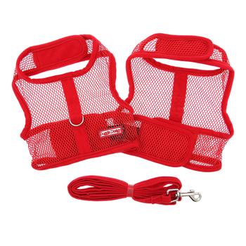 Cool Mesh Dog Harness with Leash - Solid Red