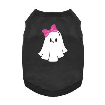 Cute Ghost with Bow Dog Shirt - Jet Black