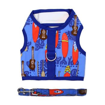 Fabric Dog Harness with Leash - Ukuleles and Surfboards