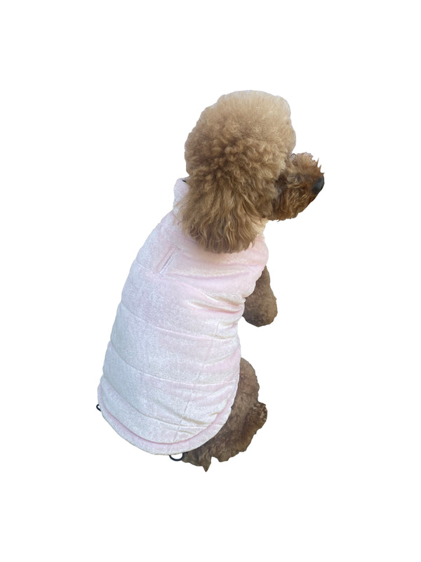 Reversible Puffer Coat, Pink Velvet/Leopard