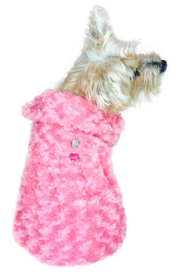 Ski Bunny Puffer with Fur-trimmed hoodie, Black