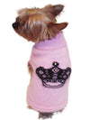 Luxury Mimi Crown Turtleneck, Angora Blend, Pink with Black Crown Intarsia