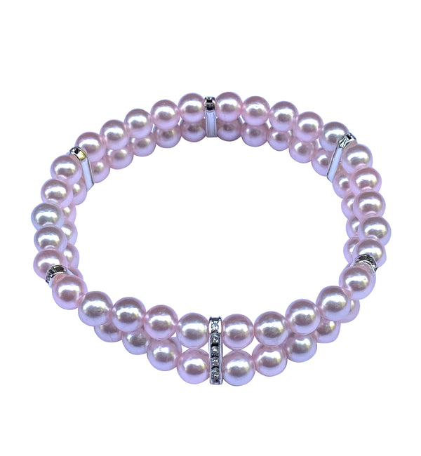 2 Row Pretty Pearl Choker Necklace, Blush