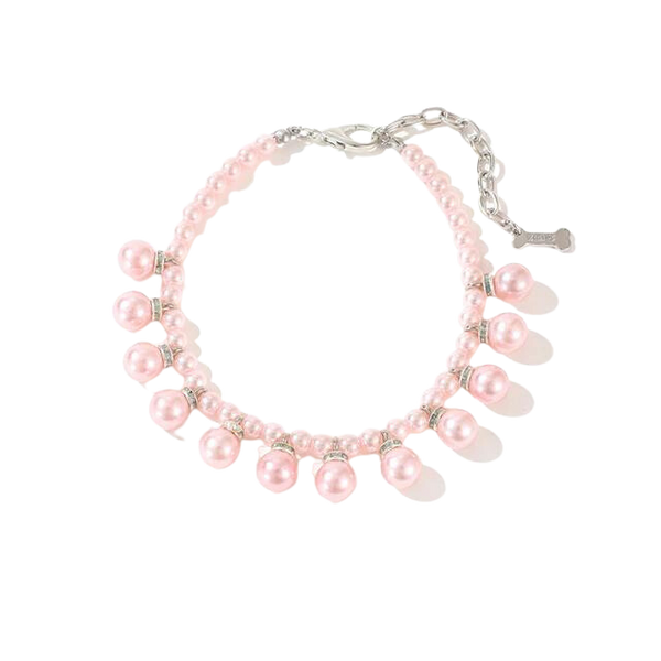 Drop Pearls Necklace, Pink