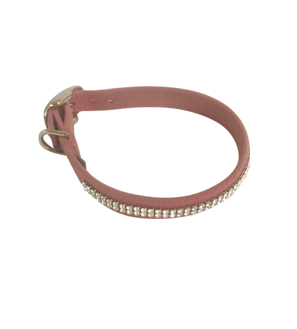 Glamour Girl Ultrasuede Collar w/ Swarovski Crystal, Bubblegum