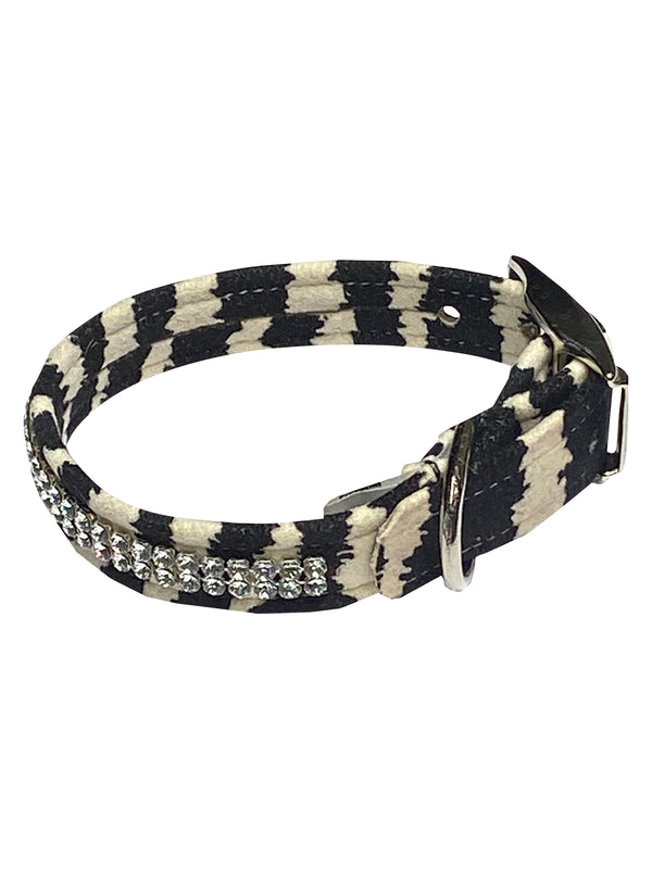 Glamour Girl Ultrasuede Collar w/ Swarovski Crystal, Zebra