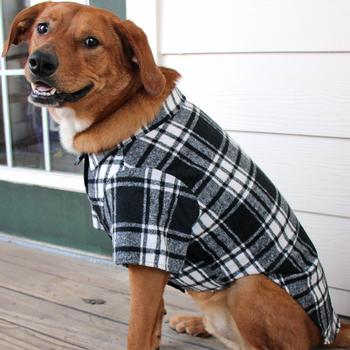 Flannel Dog Shirt - Black and White Plaid