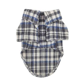 Flannel Dog Shirt - Gray and Blue Plaid