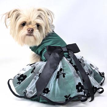 Green and Black Satin Dog Dress