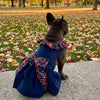 Dog Harness Dress & Leash Set – Navy Plaid Ruffle