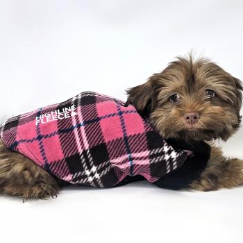 Highline Fleece Dog Coat - Pink and Black Plaid