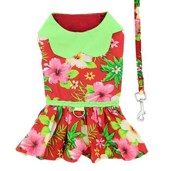 Hawaiian Red Hibiscus Designer Dog Dress