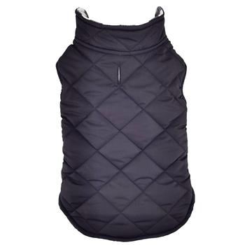 Reversible Fleece Lined Puffer Dog Coat - Black and White Plaid