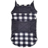 Reversible Fleece Lined Puffer Dog Coat - Black and White Plaid