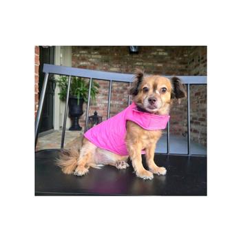 Reversible Fleece Lined Puffer Dog Coat - Pink Plaid