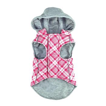 Weekender Dog Sweatshirt Hoodie - Pink & White Plaid