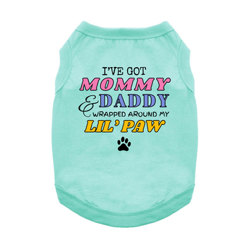Wrapped Around My Lil Paw Dog Shirt - Teal