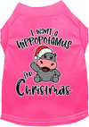Christmas Pet Dog & Cat Shirt Screen Printed, "I Want A Hippopotamus For Christmas"