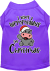 Christmas Pet Dog & Cat Shirt Screen Printed, "I Want A Hippopotamus For Christmas"