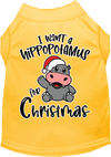 Christmas Pet Dog & Cat Shirt Screen Printed, "I Want A Hippopotamus For Christmas"
