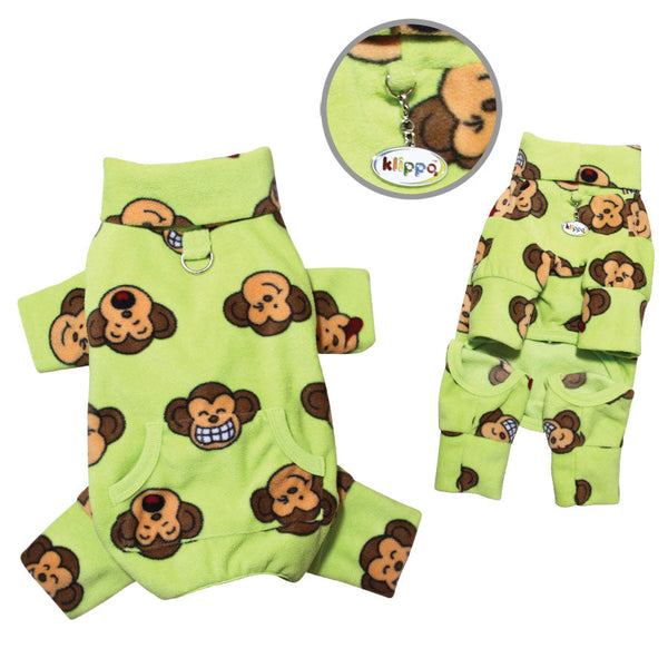 Silly Monkey Fleece Dog Pajamas – Warm Turtleneck Bodysuit