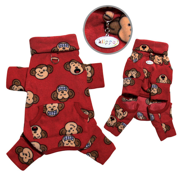 Silly Monkey Fleece Dog Pajamas – Warm Turtleneck Bodysuit