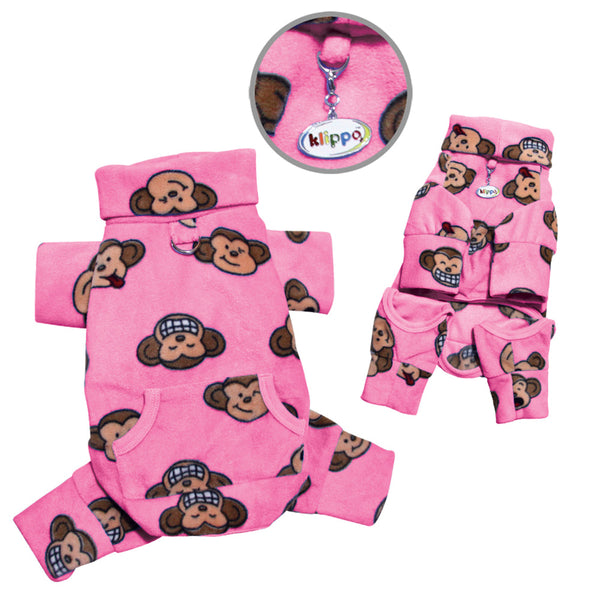 Silly Monkey Fleece Dog Pajamas – Warm Turtleneck Bodysuit