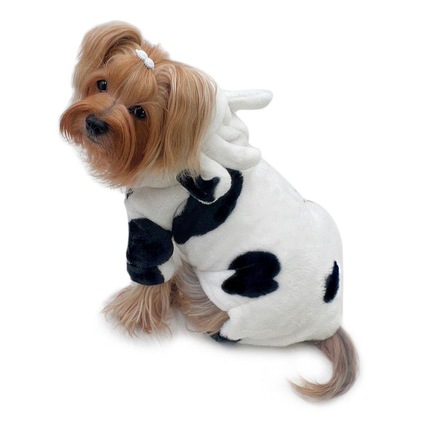 Cow Print Hooded Dog Pajamas – Ultra Plush Cozy Bodysuit