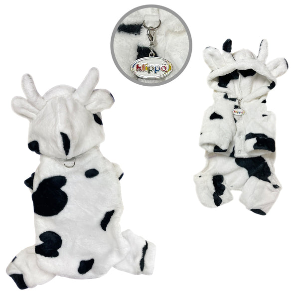 Cow Print Hooded Dog Pajamas – Ultra Plush Cozy Bodysuit