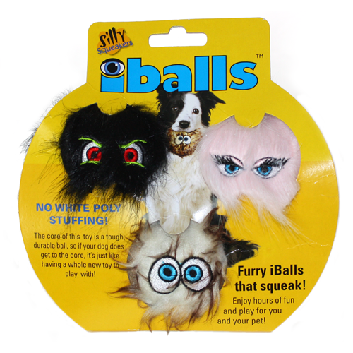 Silly Squeaker iBall Small Black Brown Pink