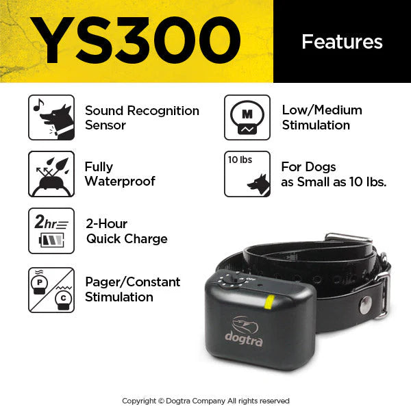 Dogtra YS300 No Bark Collar | Automatic Bark Control for Small & Medium Dogs