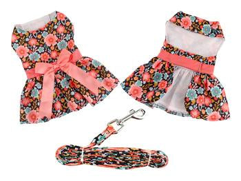 Blooming Blue and Peach Floral Dog Dress