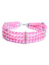 3 Row Pretty Pearl Choker Necklace, Hot Pink