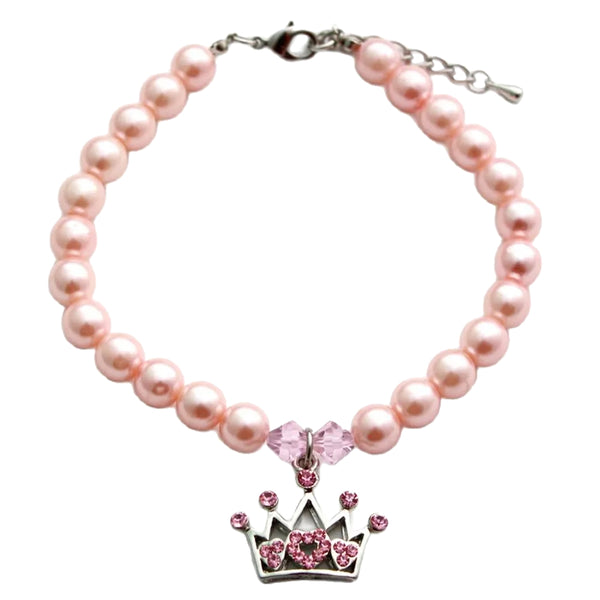 Princess Crown Pearl Necklace, Pink