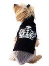 Luxury Diana Crown Turtleneck, Angora Blend, Black and White Intarsia