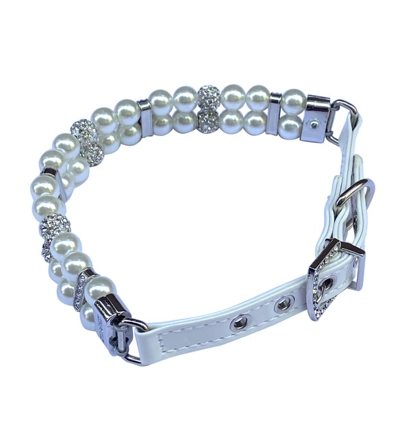 Sparkle & Pearl Dog Collars, Ivory
