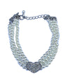 Ivory Pearl Dog Necklace with Rhinestone Heart