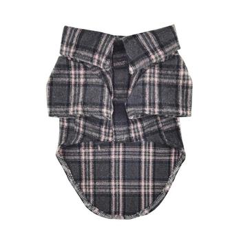 Flannel Dog Shirt - Dark Gray and Pink Plaid