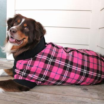 Highline Fleece Dog Coat - Pink and Black Plaid