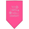 Christmas Pet and Dog Bandana Rhinestone, "Yes! I Want To Build A Snowman"