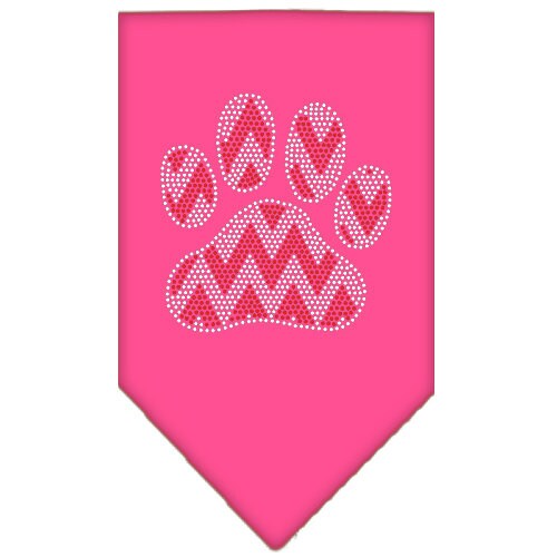 Christmas Pet and Dog Bandana Rhinestone, "Candy Cane Chevron Paw"