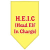 Christmas Pet and Dog Bandana Screen Printed, "Head Elf In Charge"