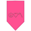 Christmas Pet and Dog Bandana Rhinestone, "Peace, Love & Candy Canes"